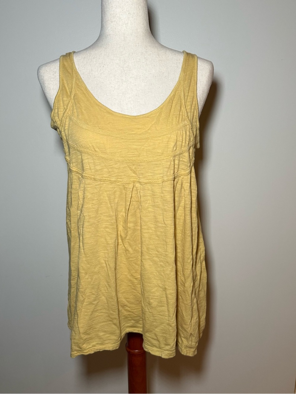 Lucky Brand Soft Yellow Ruffled Scoop Neck Mini Dress